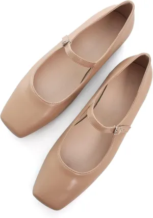 TN TANGNEST Leather Flats for Women Comfortable Square Toe Slip On Flats Soft Work Flats Retro Mary Jane Flats