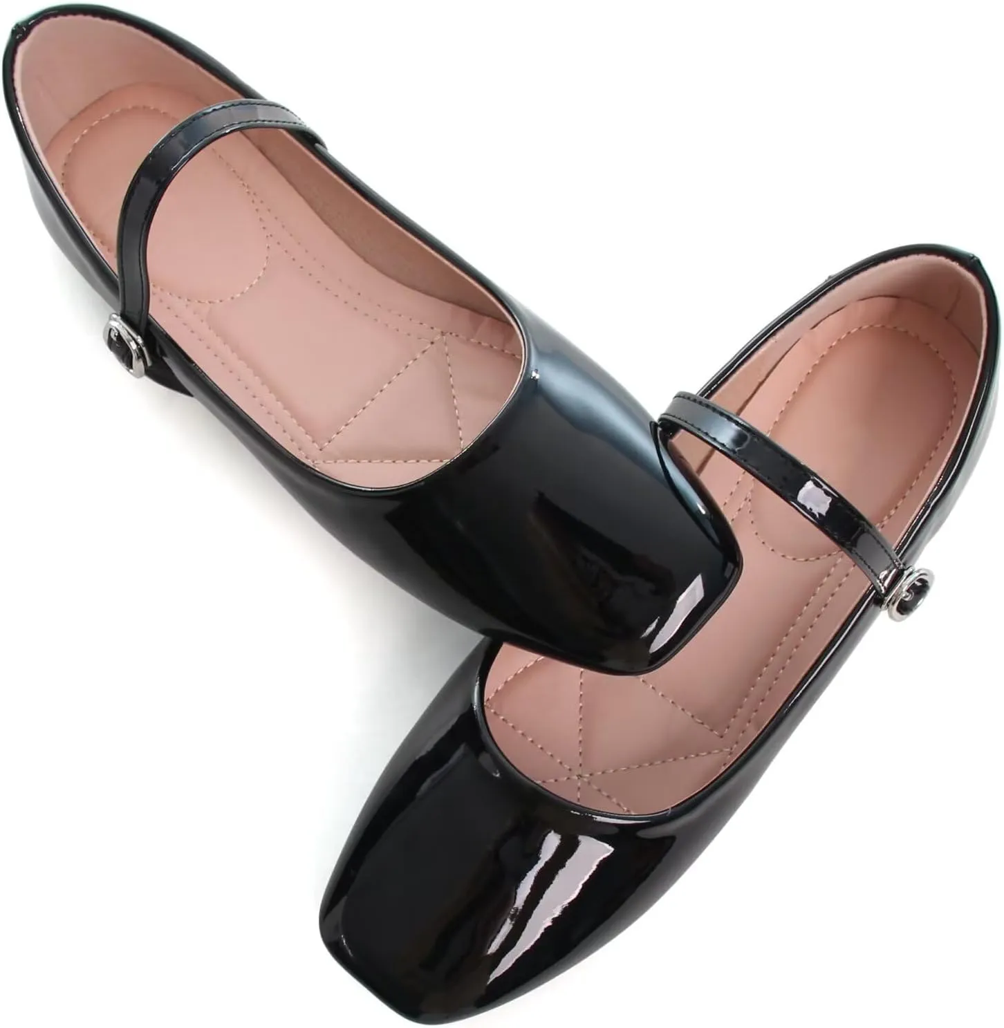 TN TANGNEST Leather Flats for Women Comfortable Square Toe Slip On Flats Soft Work Flats Retro Mary Jane Flats