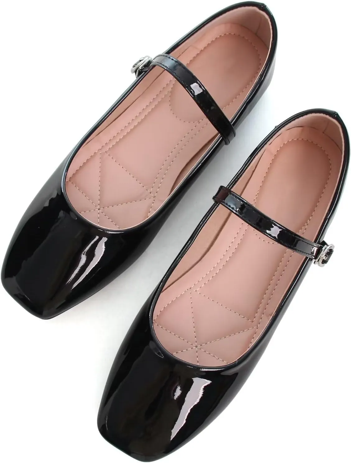 TN TANGNEST Leather Flats for Women Comfortable Square Toe Slip On Flats Soft Work Flats Retro Mary Jane Flats