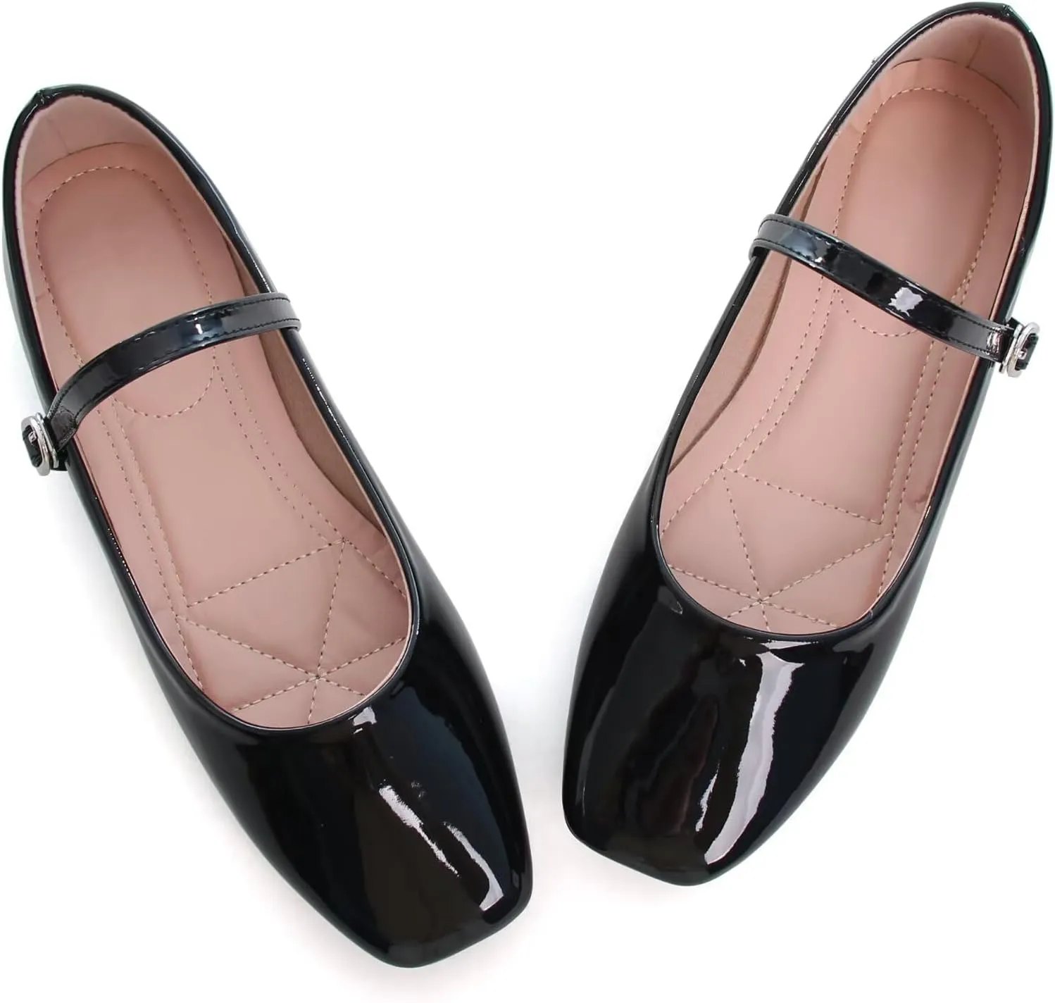 TN TANGNEST Leather Flats for Women Comfortable Square Toe Slip On Flats Soft Work Flats Retro Mary Jane Flats