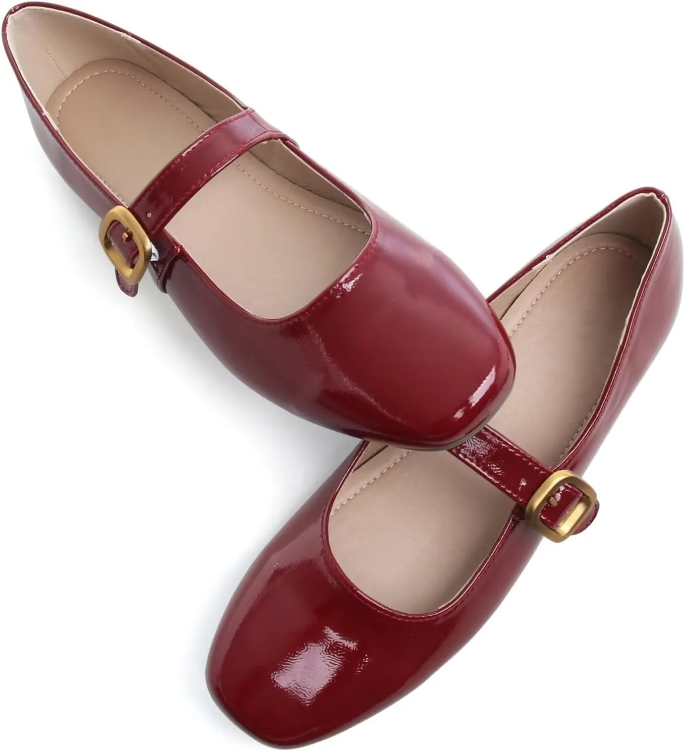 TN TANGNEST Leather Flats for Women Comfortable Square Toe Slip On Flats Soft Work Flats Retro Mary Jane Flats