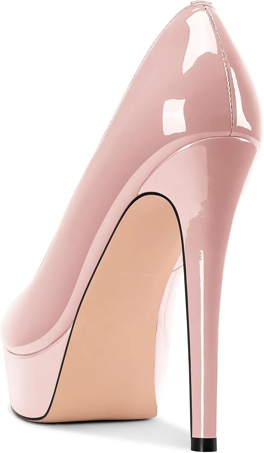 TNYNFBEB Peep Open Toe Stiletto High Platform Heel Pumps Slip-on Prom Party Dress Patent Leather 5.3 Inches Heels