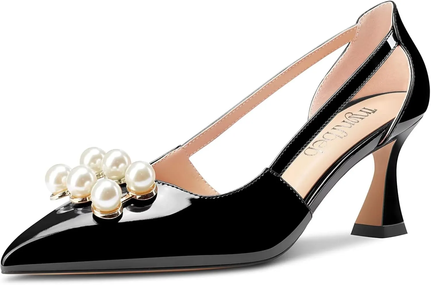 TNYNFBEB Women Chunky Block Mid Heel Close Pointed Toe Pumps Slip-on Rhinestone Crystal Party Cute 2.6 Inches Heels
