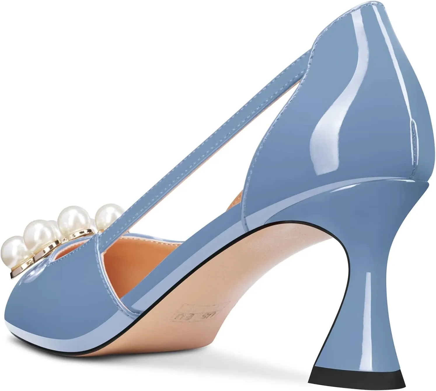 TNYNFBEB Women Chunky Block Mid Heel Close Pointed Toe Pumps Slip-on Rhinestone Crystal Party Cute 2.6 Inches Heels