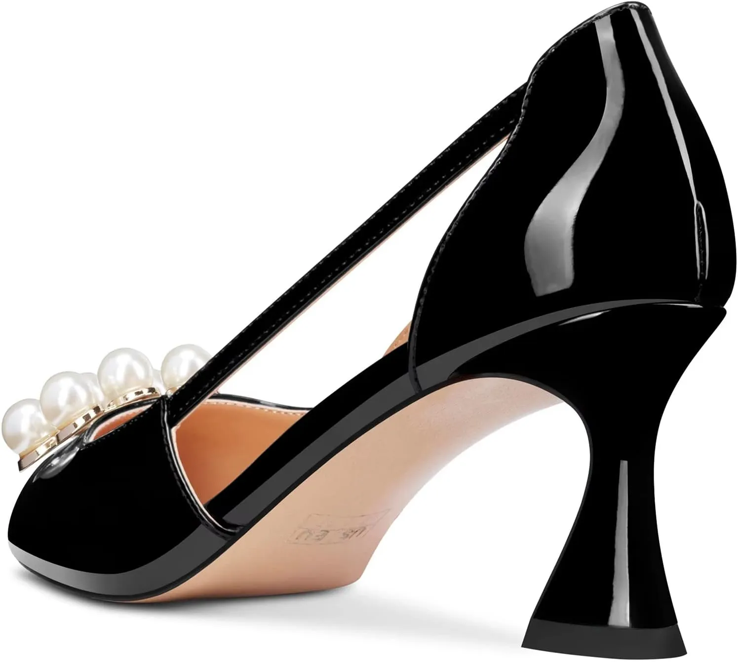 TNYNFBEB Women Chunky Block Mid Heel Close Pointed Toe Pumps Slip-on Rhinestone Crystal Party Cute 2.6 Inches Heels