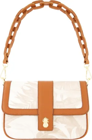 Tommy Bahama Women's Crossbody Bag Purse, Floral Canvas Flap Shoulder Handbag with Leather Trim, Multi