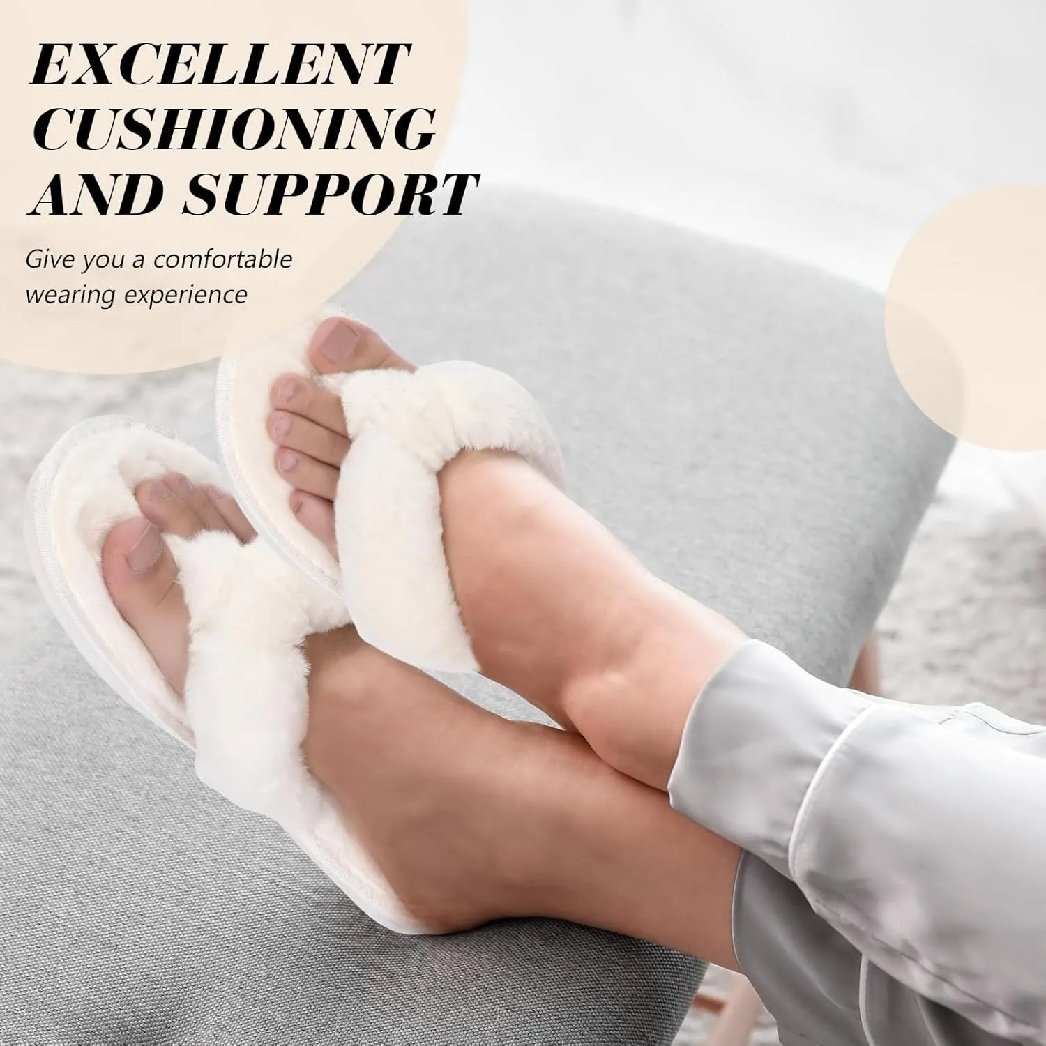 Toulite Bridesmaid Slippers Set of 6 White Fuzzy Slippers for Women Bulk Fluffy Furry Open Toe Soft House Shoes