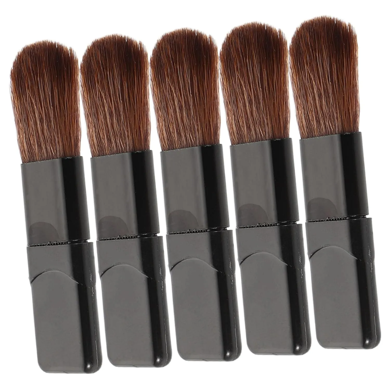 Travel-friendly Makeup Brush Set 5pcs Small Blush Brush Flat Foundation Brush Soft Fiber Applicator for On-the-