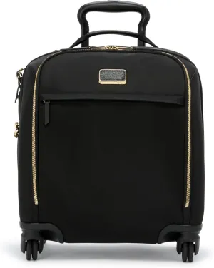 TUMI - Voyageur Leger 4 Wheel Carry-On Luggage - Lightweight and Spacious, Sleek Silhouette, Durable Women's Suitcase - 16" Compact Carry-On, Black with Gold Hardware
