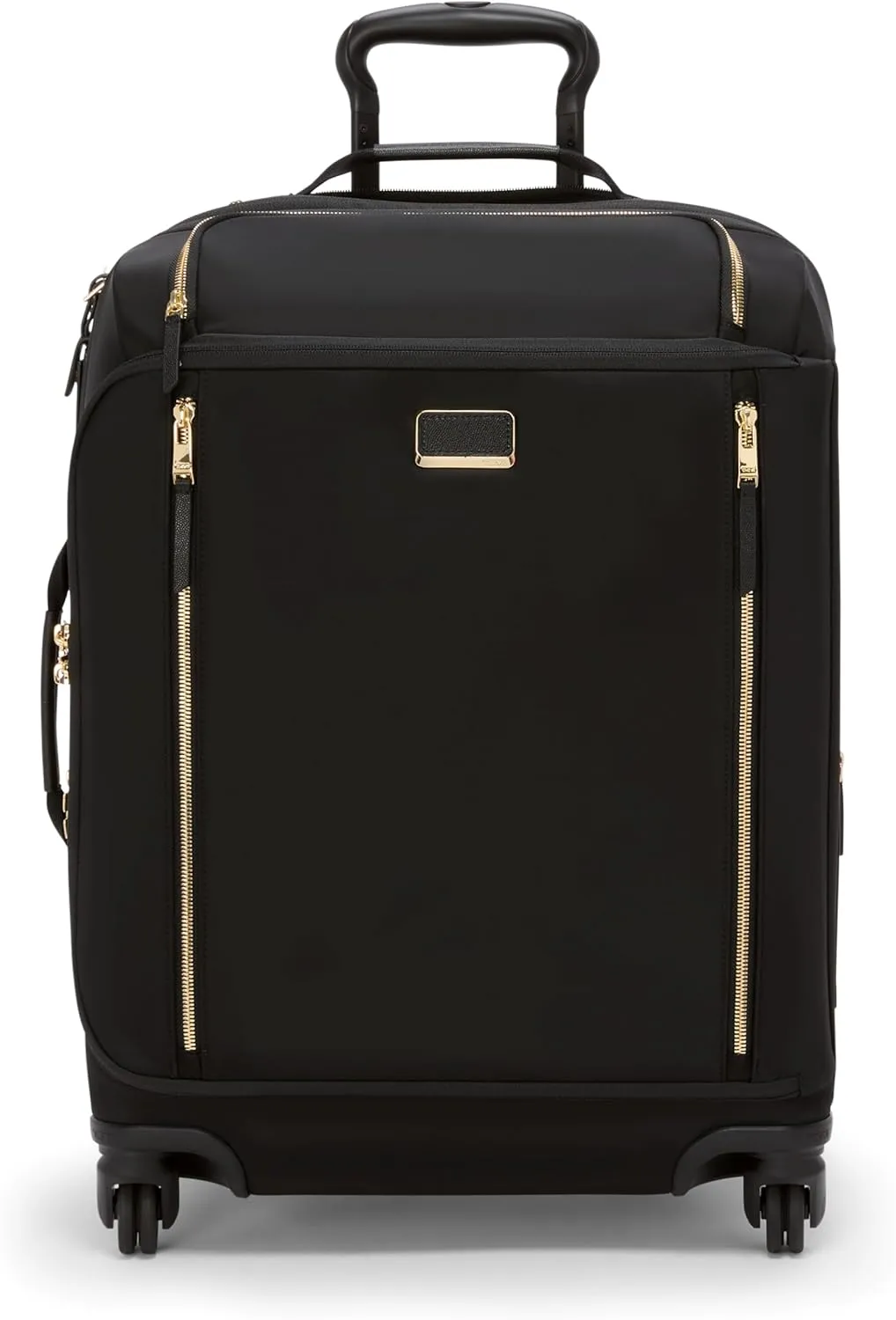 TUMI - Voyageur Leger 4 Wheel Carry-On Luggage - Lightweight and Spacious, Sleek Silhouette, Durable Women's Suitcase - 21.8" Continental Expandable Carry-On, Black with Gold Hardware