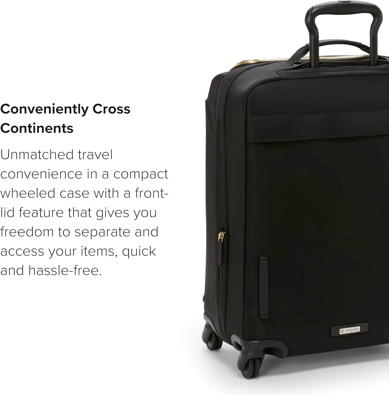 TUMI - Voyageur Leger 4 Wheel Carry-On Luggage - Lightweight and Spacious, Sleek Silhouette, Durable Women's Suitcase - 21.8" Continental Expandable Carry-On, Black with Gold Hardware