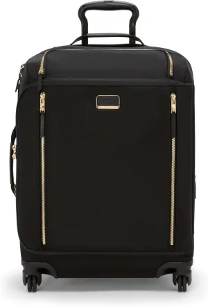 TUMI - Voyageur Leger 4 Wheel Carry-On Luggage - Lightweight and Spacious, Sleek Silhouette, Durable Women's Suitcase - 21.8" Continental Expandable Carry-On, Black with Gold Hardware