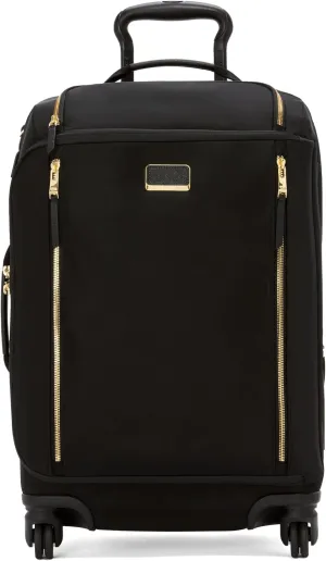 TUMI - Voyageur Leger 4 Wheel Carry-On Luggage - Lightweight and Spacious, Sleek Silhouette, Durable Women's Suitcase - 21.8" International Expandable Carry-On, Black with Gold Hardware