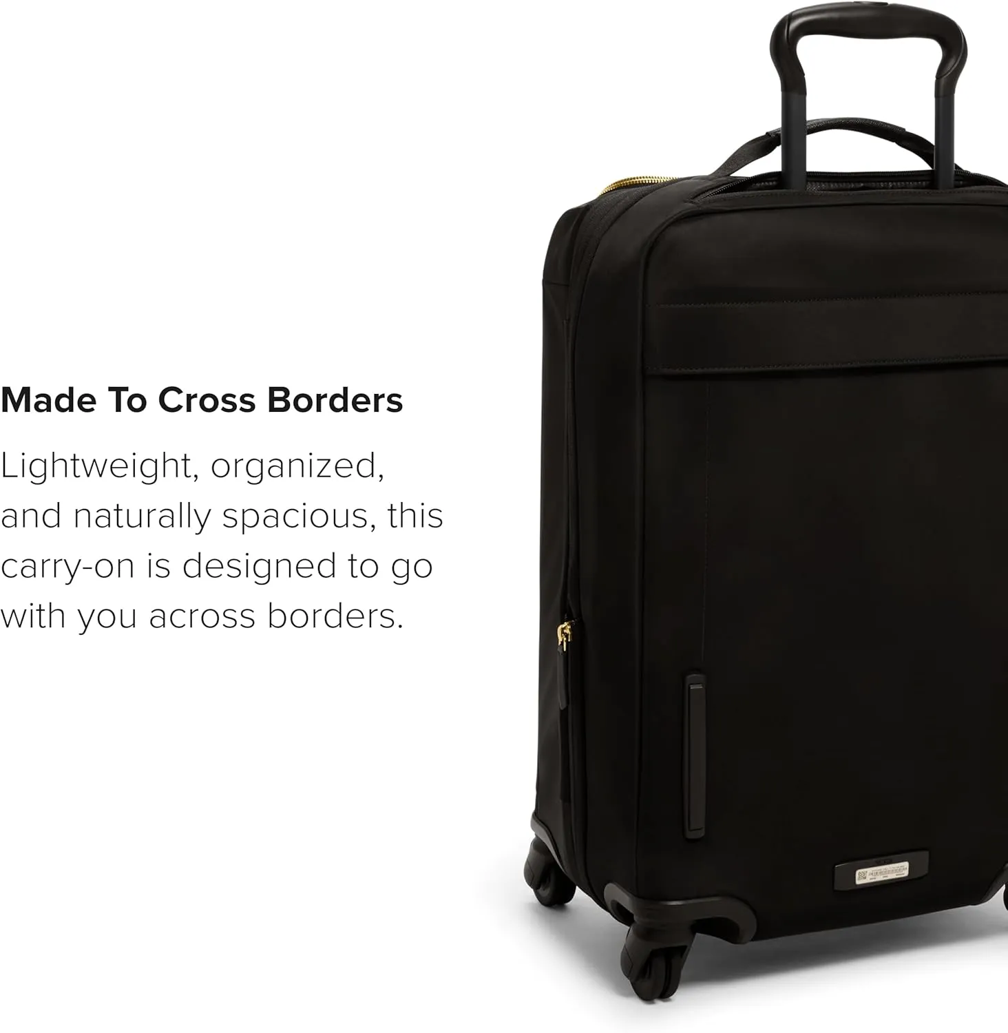 TUMI - Voyageur Leger 4 Wheel Carry-On Luggage - Lightweight and Spacious, Sleek Silhouette, Durable Women's Suitcase - 21.8" International Expandable Carry-On, Black with Gold Hardware