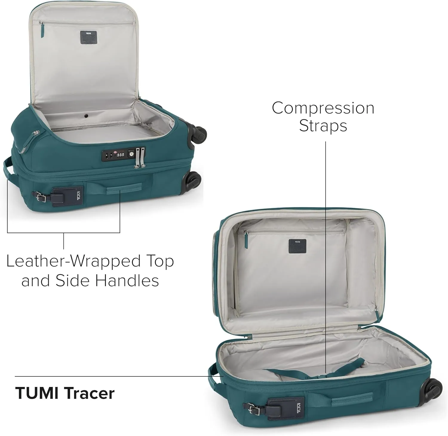 TUMI - Voyageur Leger 4 Wheel Carry-On Luggage - Lightweight and Spacious, Sleek Silhouette, Durable Women's Suitcase - 21.8" International Expandable Carry-On, Lagoon with Silver Hardware