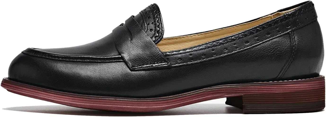 U-lite Women's Classic Sheepskin Penny Loafers Comfortable Slip On Dress Flats Shoes