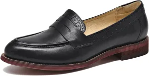 U-lite Women's Classic Sheepskin Penny Loafers Comfortable Slip On Dress Flats Shoes