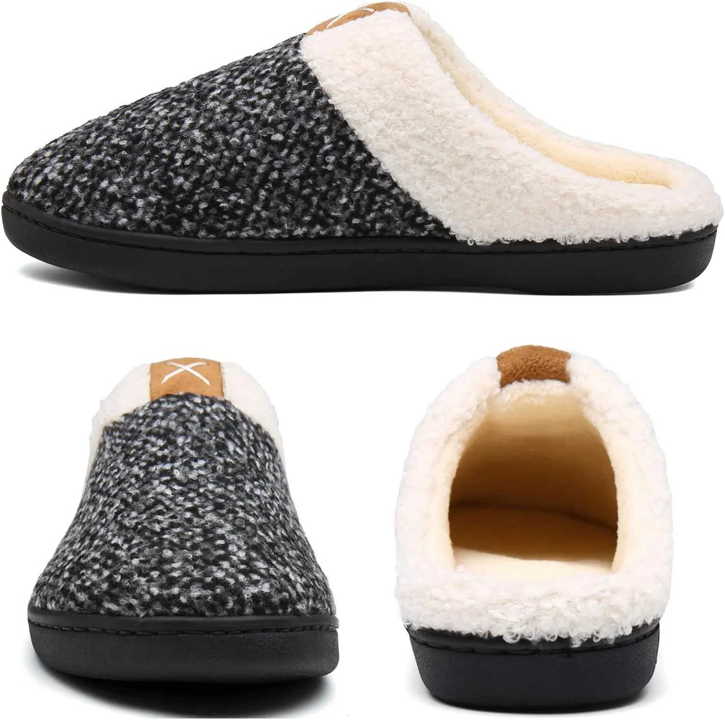 UBFEN Womens Mens Slippers Memory Foam Comfort Fuzzy Plush Lining Slip On House Shoes