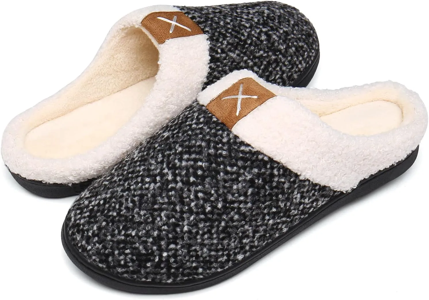 UBFEN Womens Mens Slippers Memory Foam Comfort Fuzzy Plush Lining Slip On House Shoes