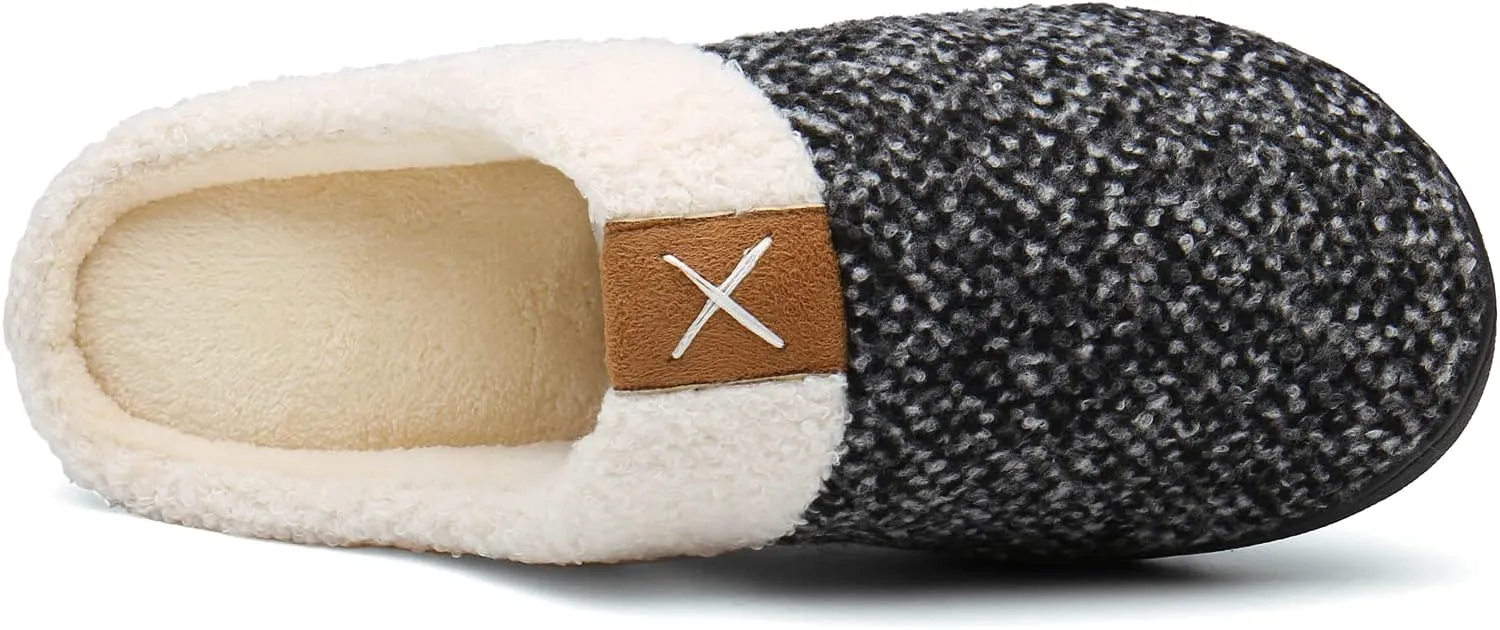 UBFEN Womens Mens Slippers Memory Foam Comfort Fuzzy Plush Lining Slip On House Shoes
