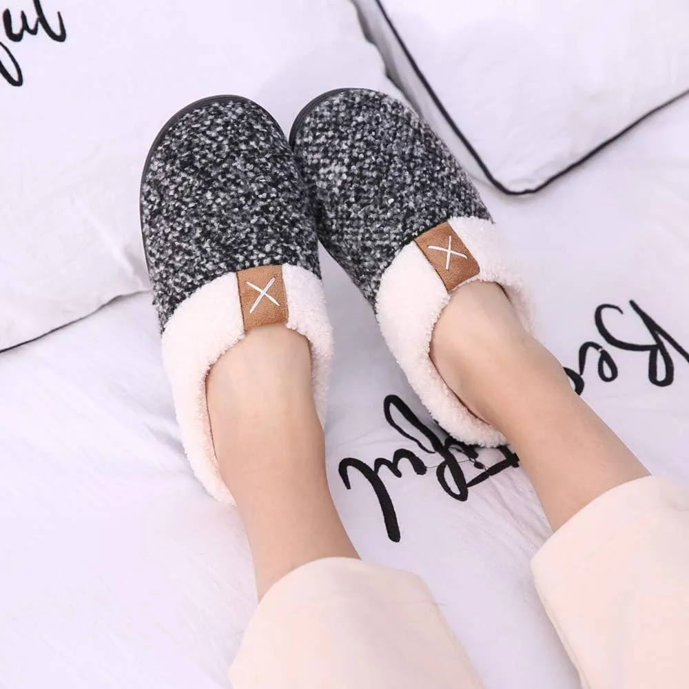 UBFEN Womens Mens Slippers Memory Foam Comfort Fuzzy Plush Lining Slip On House Shoes