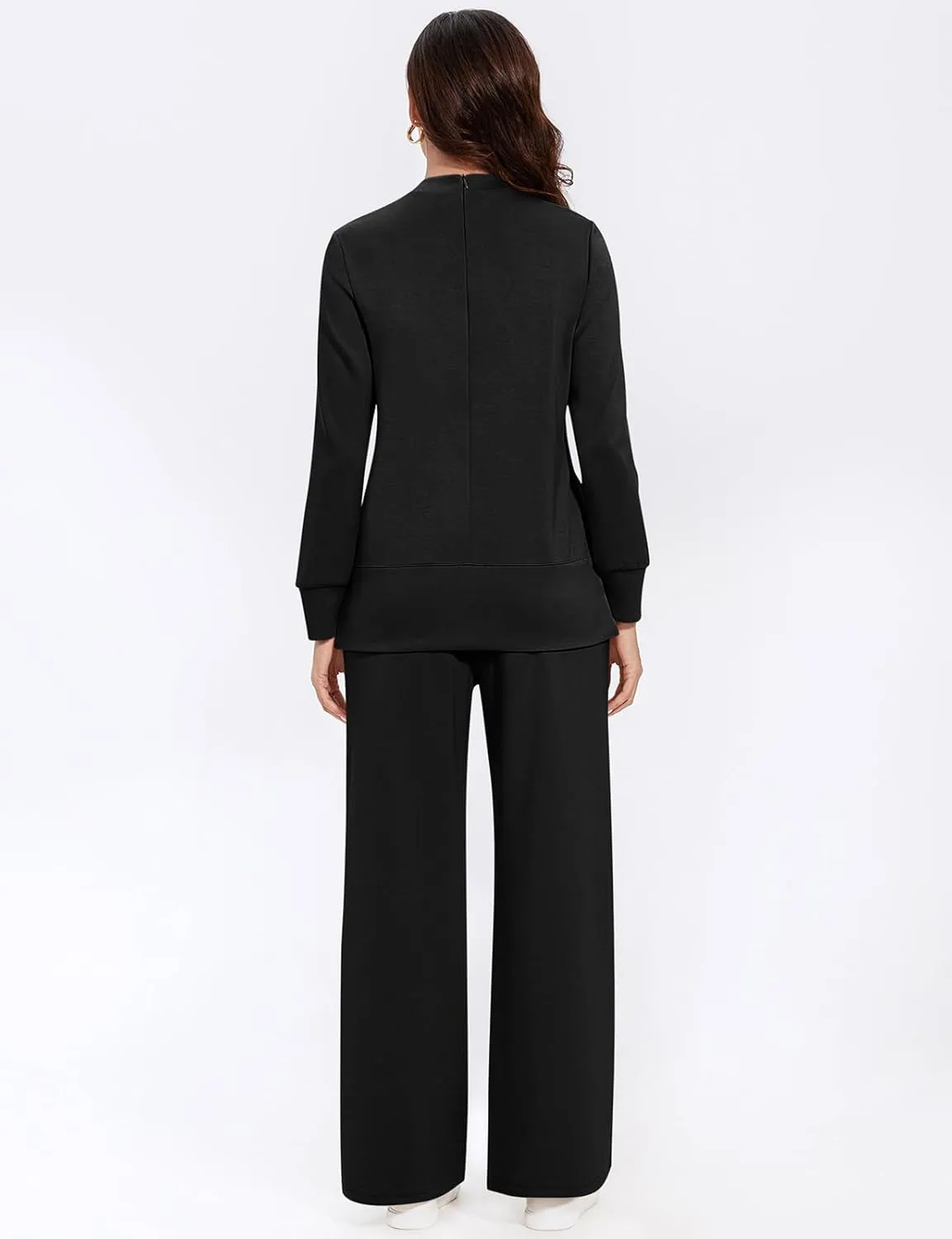 UEU Women's 2 Piece Outfits Lounge Sets Fall Long Sleeve Sweatsuits Wide Leg Pants Travel Casual Matching Tracksuit Clothes