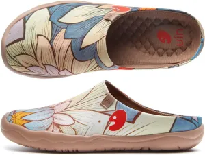 UIN Women's Slip On Mules Comfortable Flat Lightweight Wide Toe Clog Casual Art Painted Travel Shoes Malaga Series