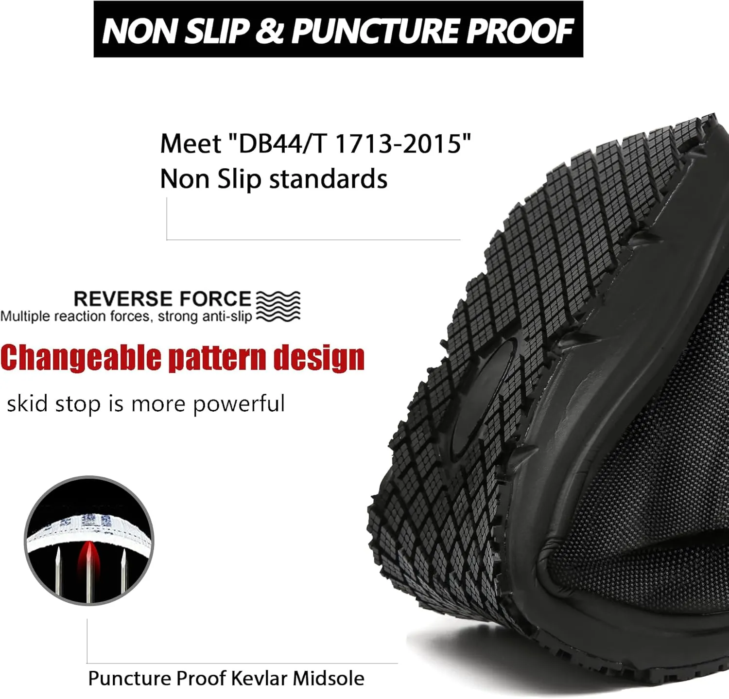 ulogu Non Slip Steel Toe Work Shoes for Men Women,Waterproof Lightweight Comfy Safety Roofing Sneakers