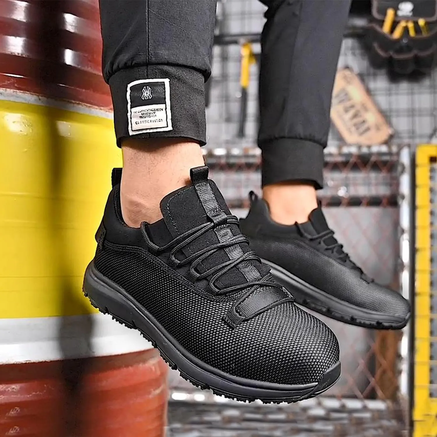 ulogu Non Slip Steel Toe Work Shoes for Men Women,Waterproof Lightweight Comfy Safety Roofing Sneakers