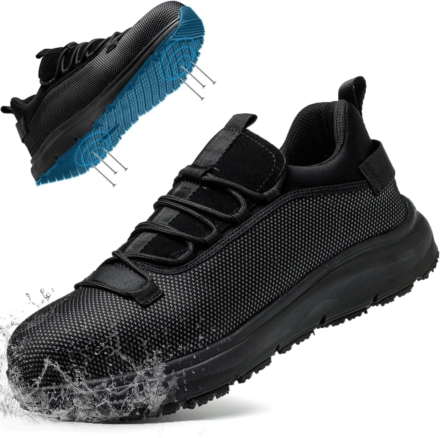ulogu Non Slip Steel Toe Work Shoes for Men Women,Waterproof Lightweight Comfy Safety Roofing Sneakers