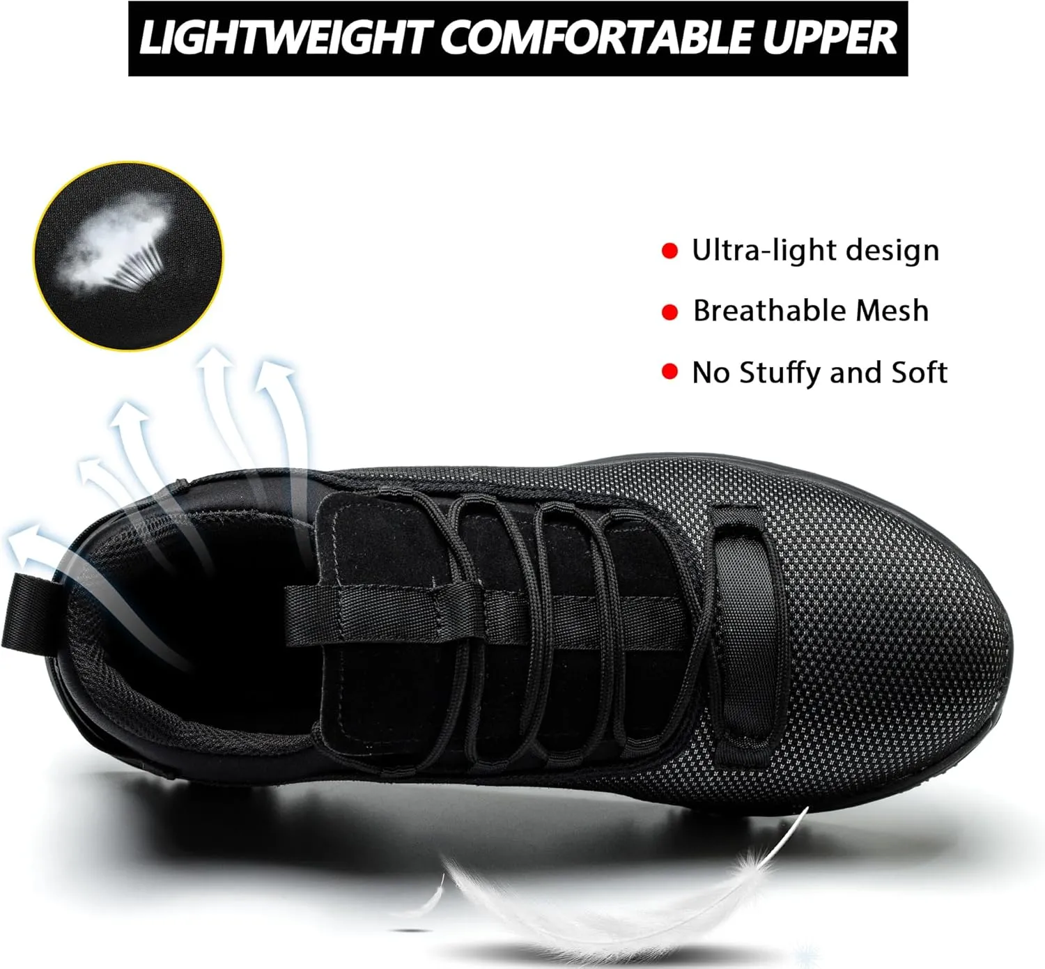 ulogu Non Slip Steel Toe Work Shoes for Men Women,Waterproof Lightweight Comfy Safety Roofing Sneakers