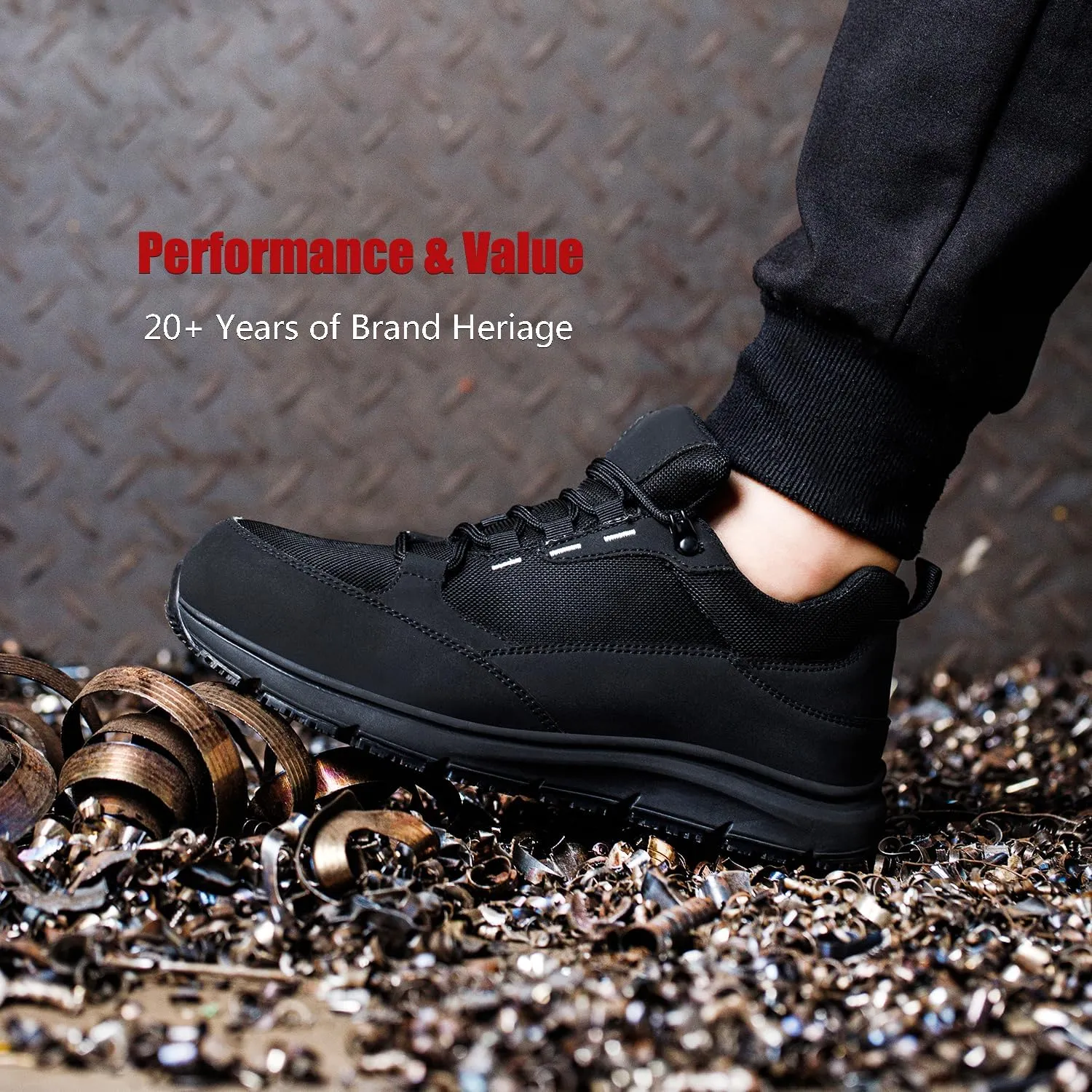 ulogu Waterproof Steel Toe Shoes for Men Comfy Lightweight Non Slip Safety Work Sneakers 6-Month Warranty