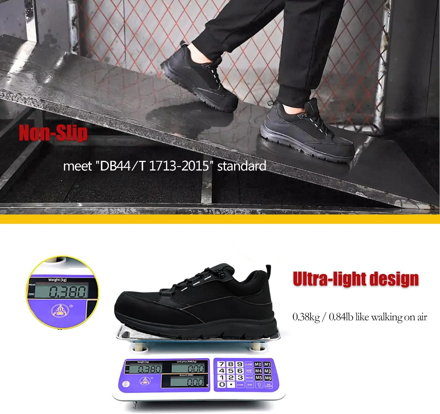 ulogu Waterproof Steel Toe Shoes for Men Comfy Lightweight Non Slip Safety Work Sneakers 6-Month Warranty