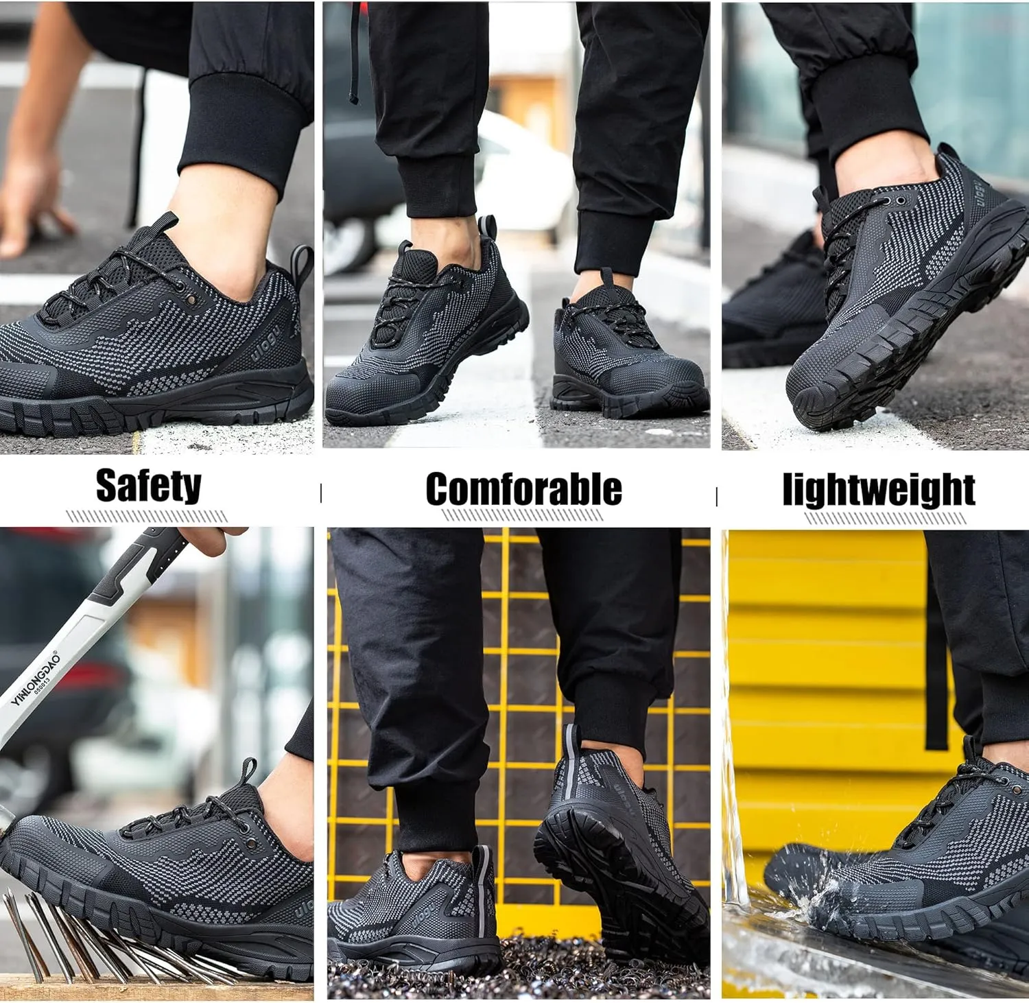 ulogu Waterproof Steel Toe Shoes for Men Comfy Lightweight Non Slip Safety Work Sneakers 6-Month Warranty