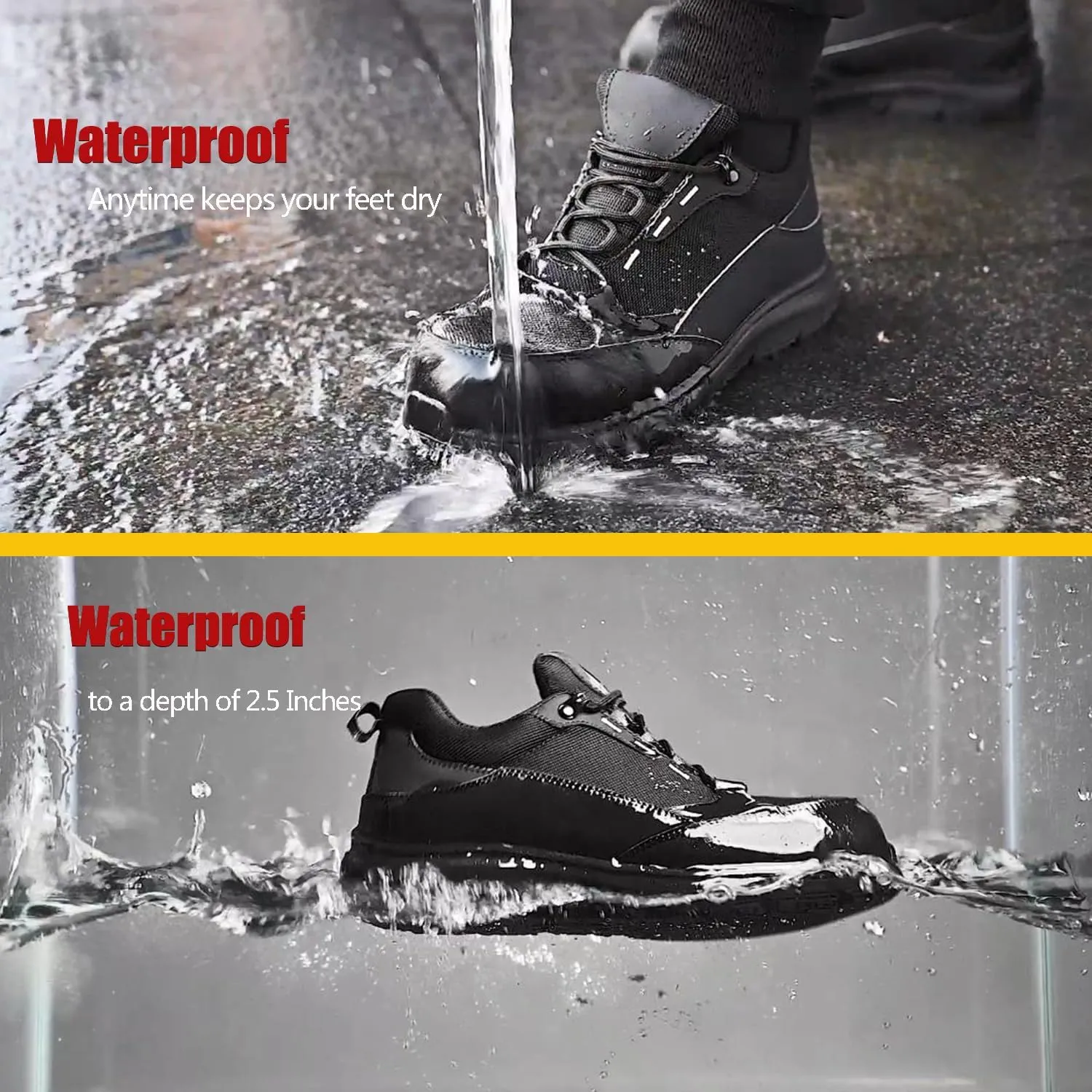 ulogu Waterproof Steel Toe Shoes for Men Comfy Lightweight Non Slip Safety Work Sneakers 6-Month Warranty