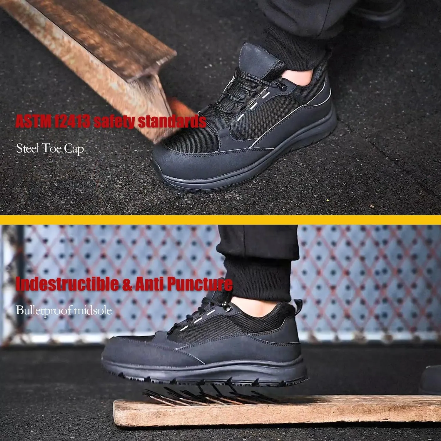 ulogu Waterproof Steel Toe Shoes for Men Comfy Lightweight Non Slip Safety Work Sneakers 6-Month Warranty