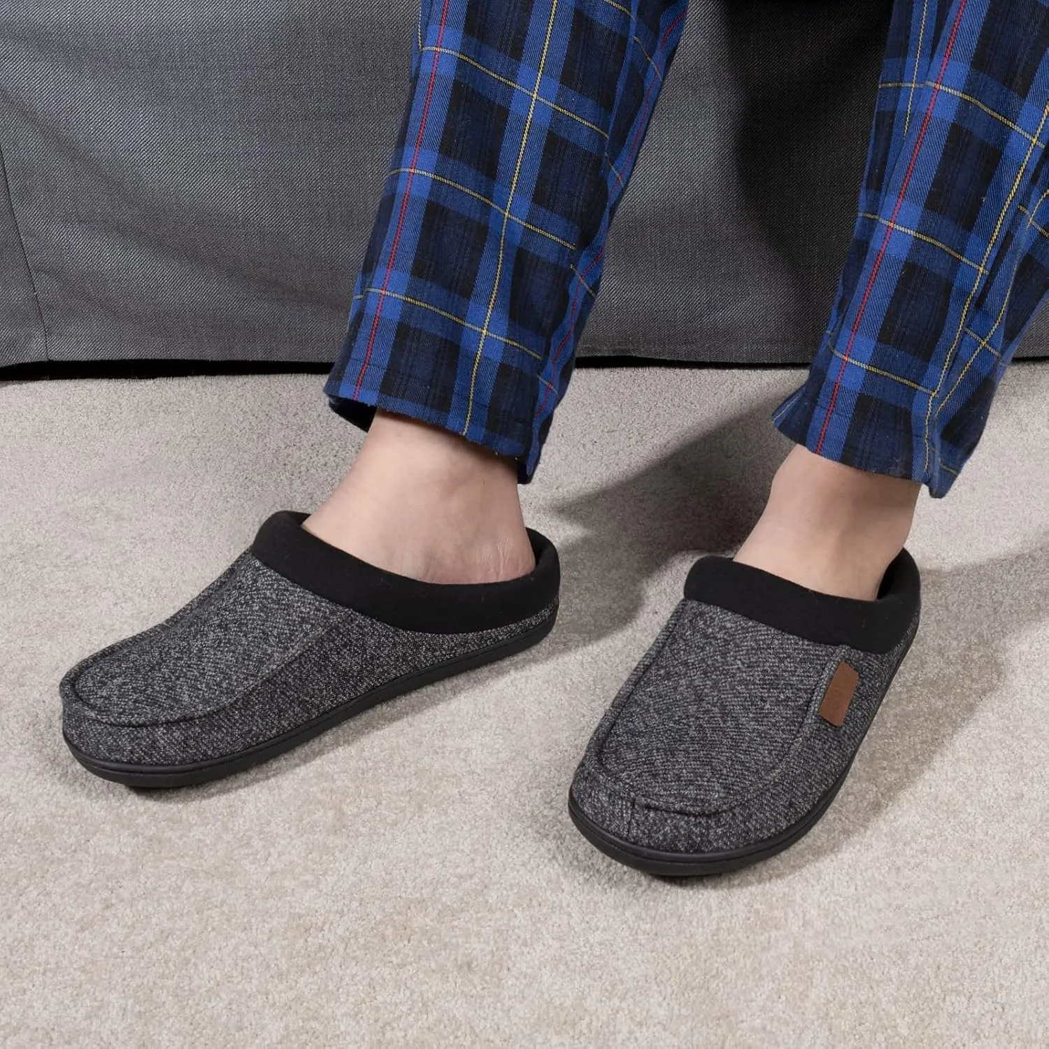 ULTRAIDEAS Men's Nealon Moccasin Clog Slipper, Slip on Indoor/Outdoor House Shoes