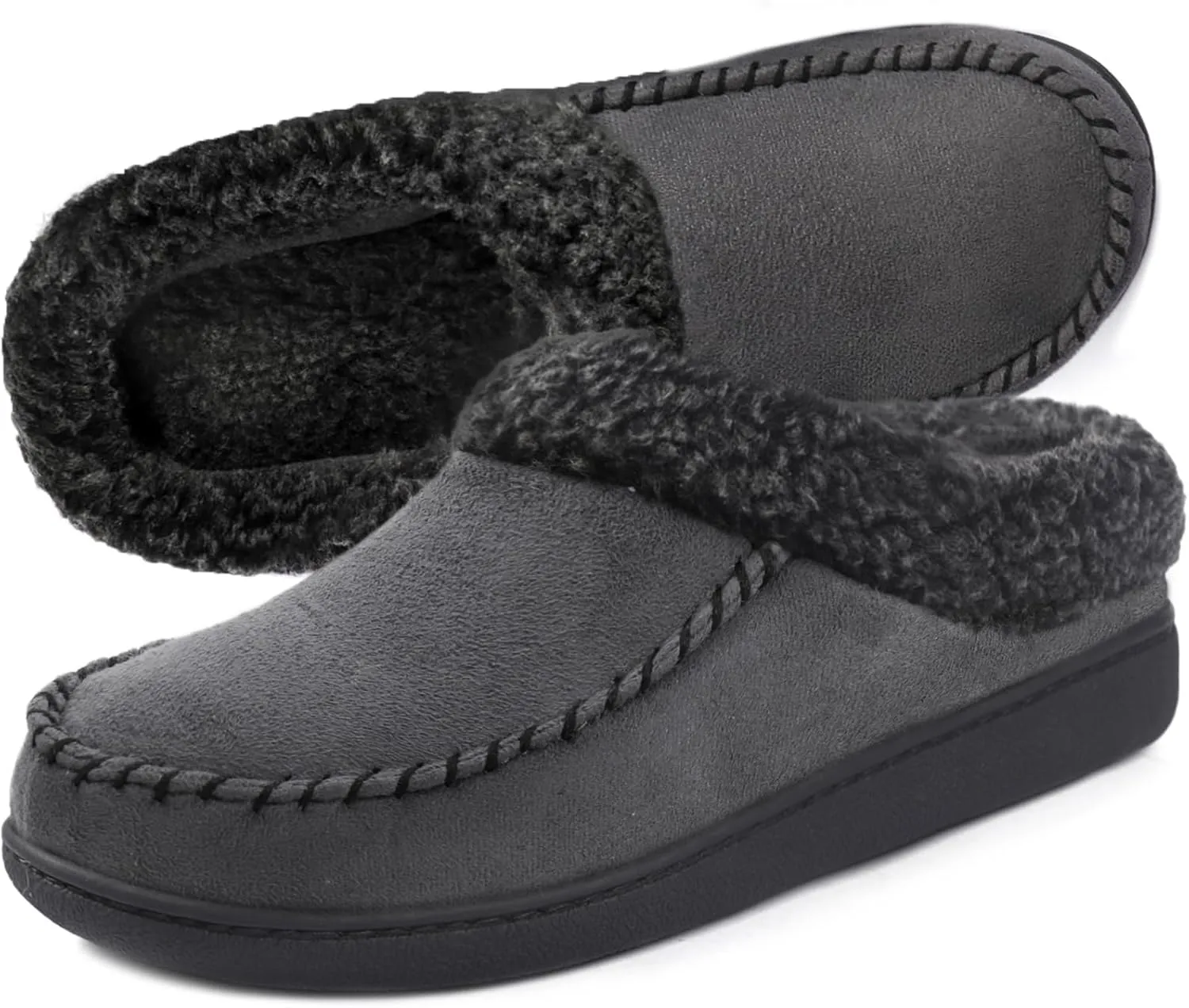 ULTRAIDEAS Men's Nealon Moccasin Clog Slipper, Slip on Indoor/Outdoor House Shoes