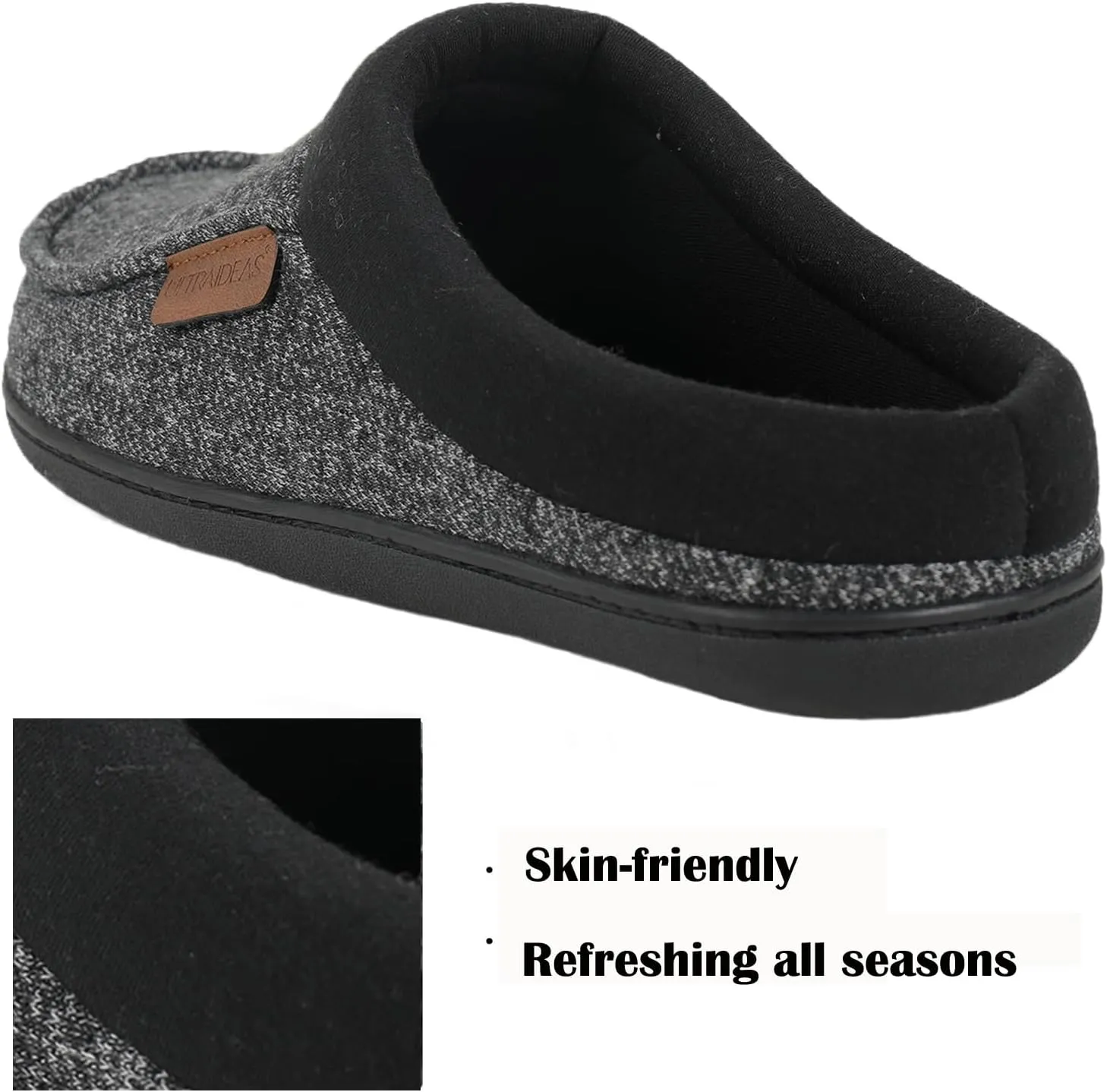 ULTRAIDEAS Men's Nealon Moccasin Clog Slipper, Slip on Indoor/Outdoor House Shoes
