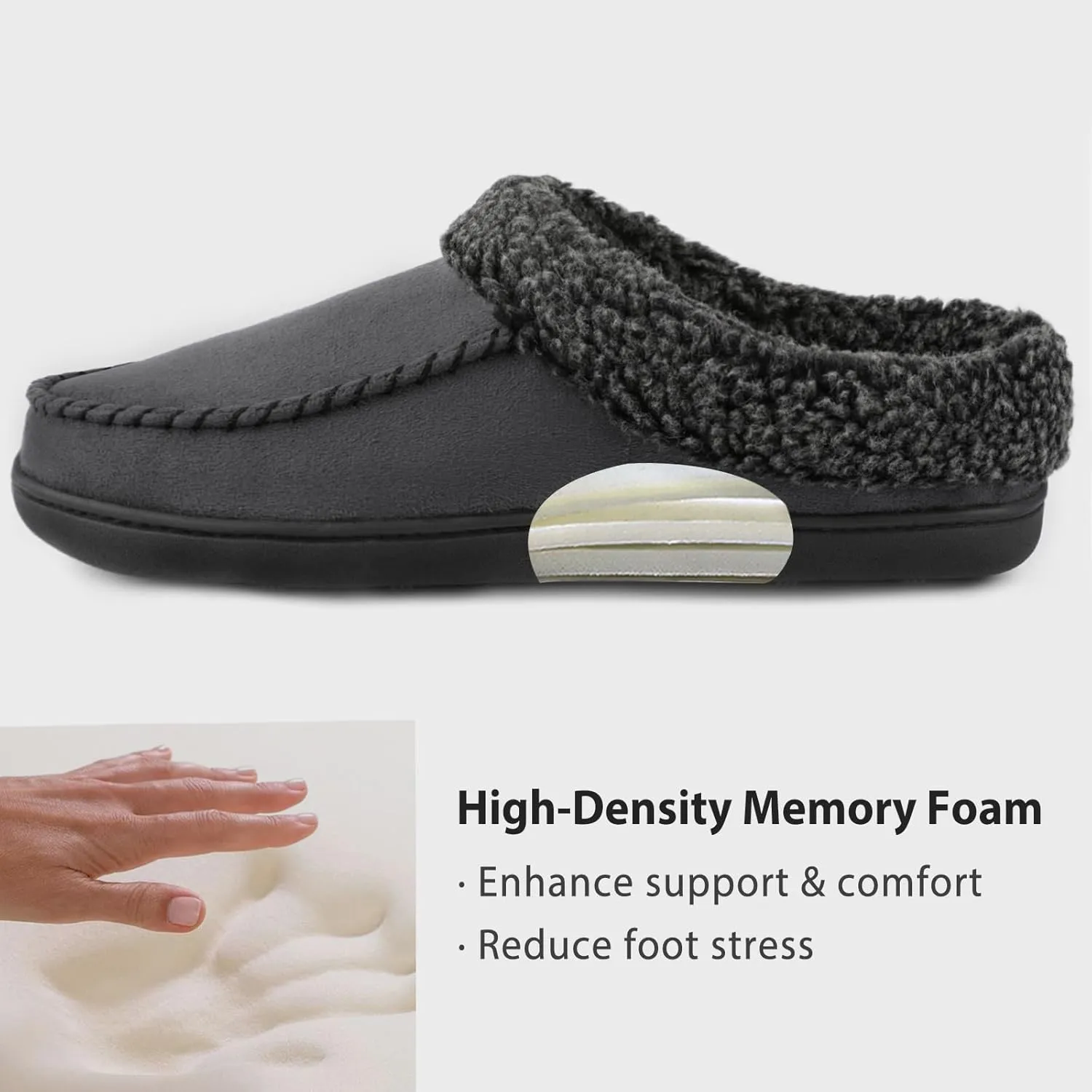 ULTRAIDEAS Men's Nealon Moccasin Clog Slipper, Slip on Indoor/Outdoor House Shoes