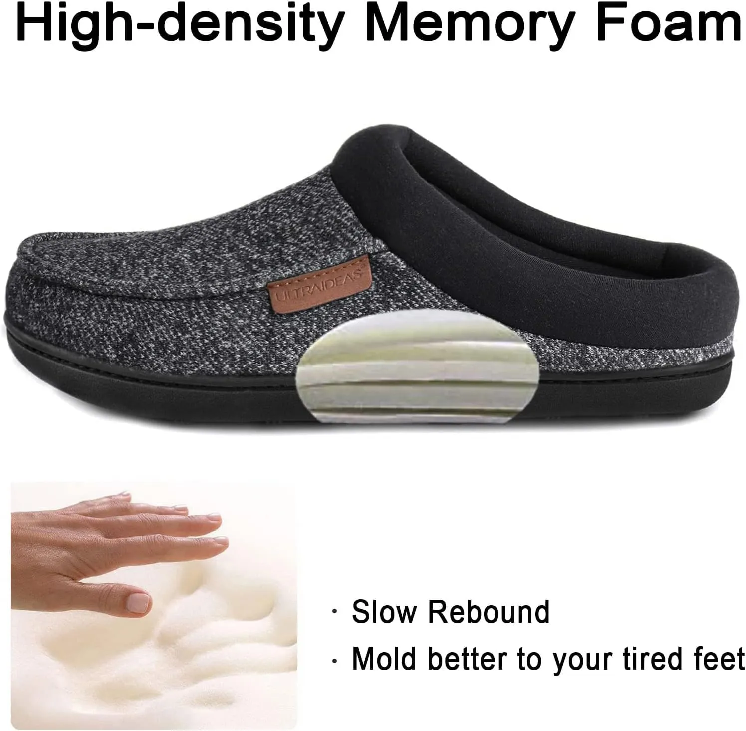 ULTRAIDEAS Men's Nealon Moccasin Clog Slipper, Slip on Indoor/Outdoor House Shoes