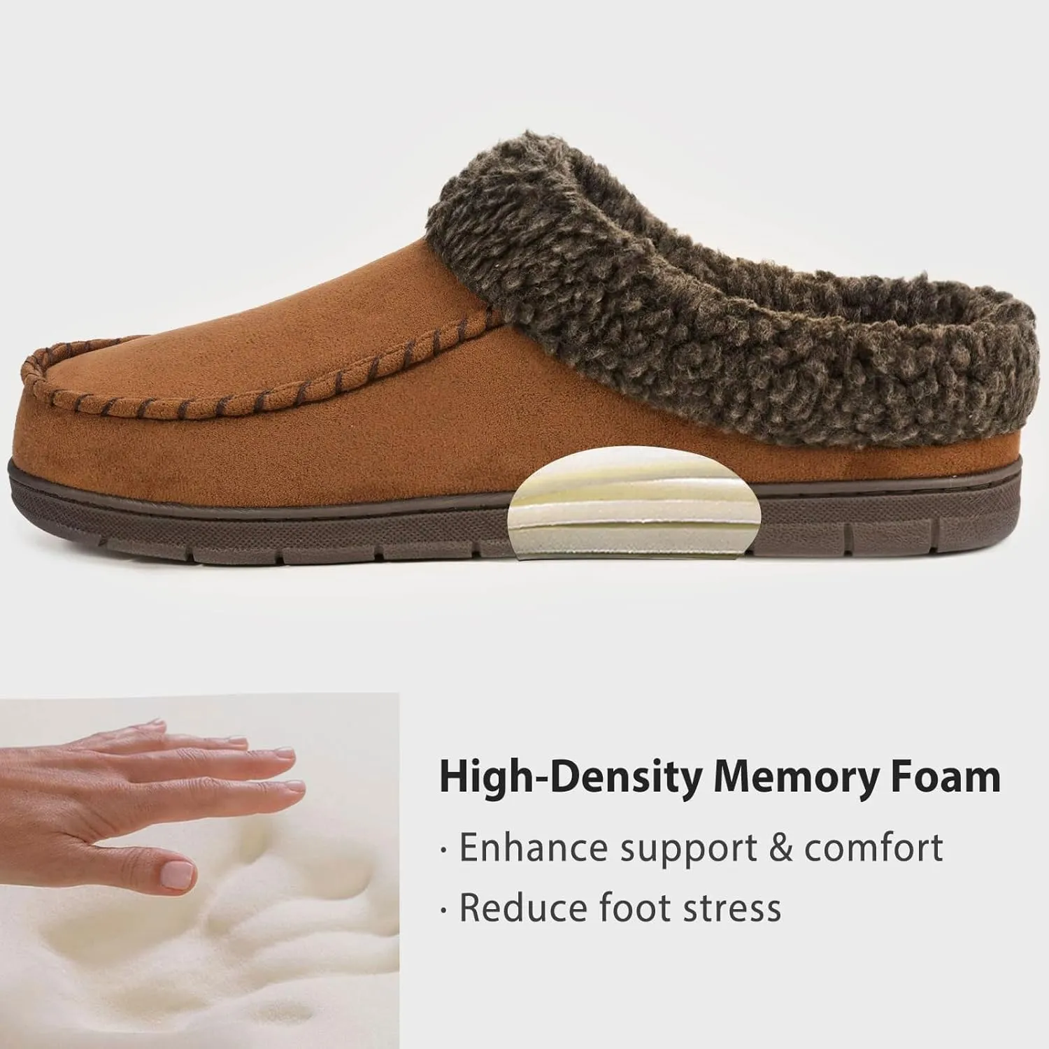 ULTRAIDEAS Men's Nealon Moccasin Clog Slipper, Slip on Indoor/Outdoor House Shoes