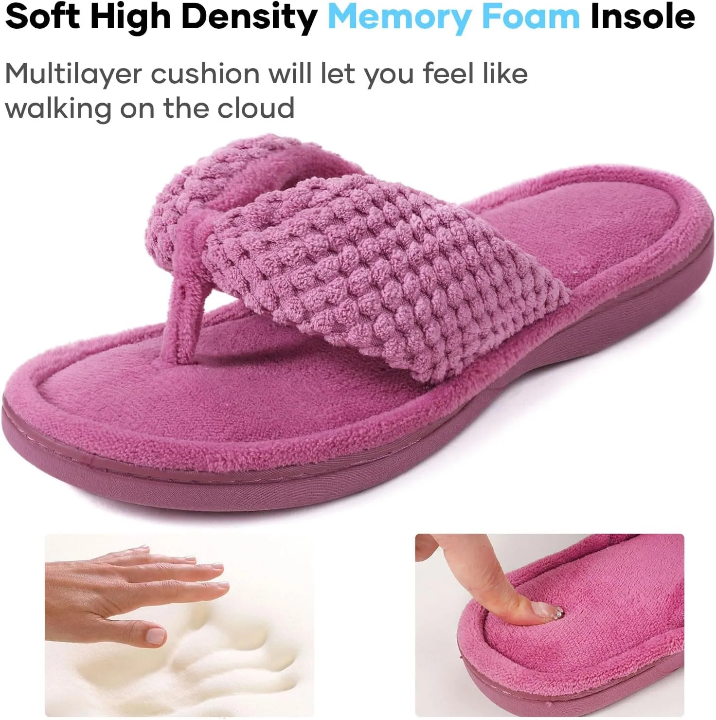 ULTRAIDEAS Women's Popcorn Flip Flop House Slipper with Memory Foam