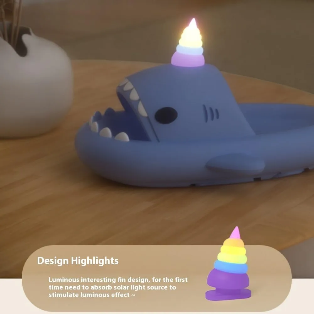 Unicorn Shark Slippers，Glowing Unicorn Fun Shark Slippers, Summer Thick-soled EVA Non-slip Quick-drying Shark Slippers, Unisex