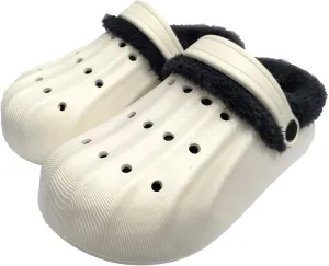 Unisex-Adult Fuzzy Clogs for Outdoor : Fur Lined Garden Shoes for Women and Men Winter Non-Slip Warm Indoor Slip On House Slippers