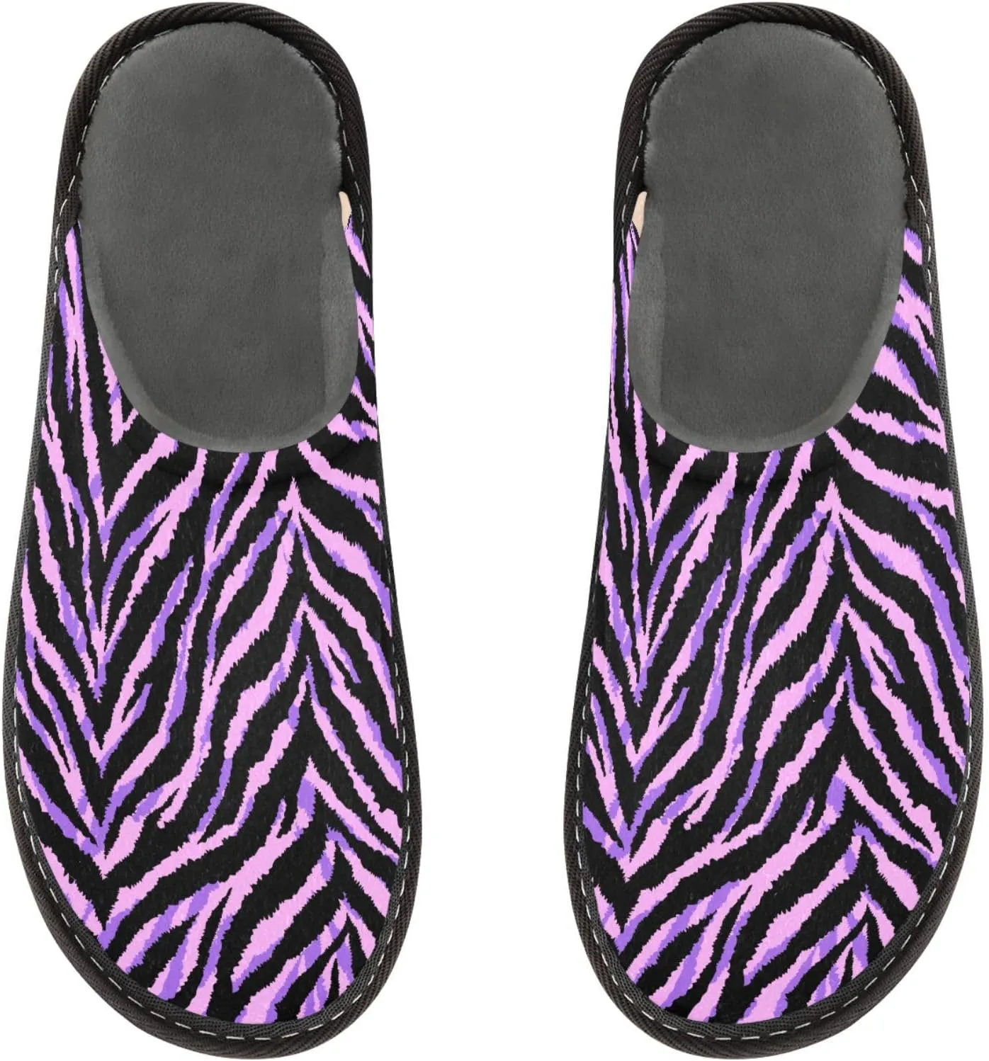 Unisex Exotic Wild Purple Black Zebra Women's Cosy Slip-On Slippers,Casual Breathable Memory Foam Scuff Lazy Mens House Shoes for Leisure Indoor/Outdoor Size 4-11
