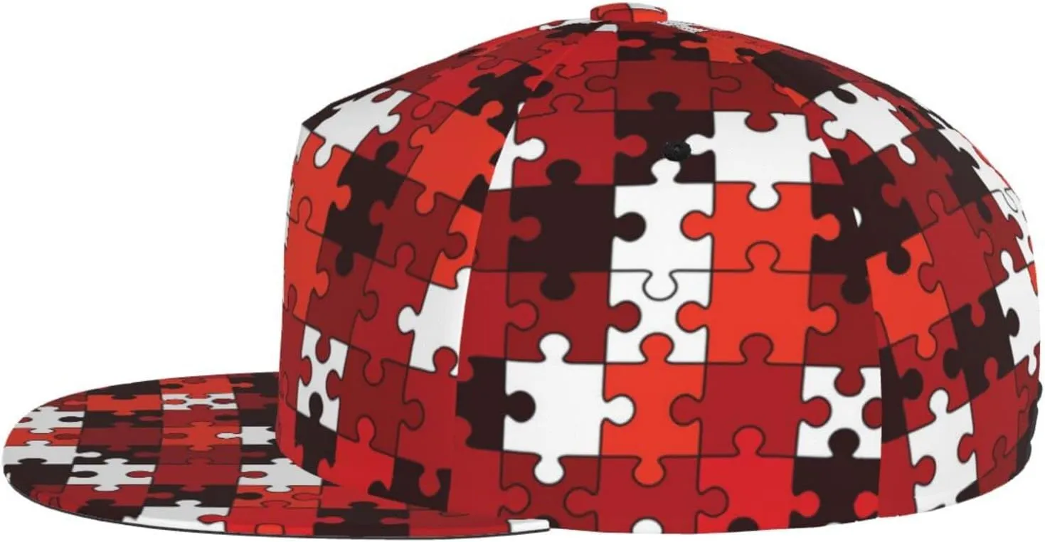 Unisex Red Checkered Squares Snapback Hats Adjustable Flat Brim Trucker Hat Baseball Cap