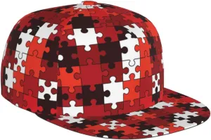 Unisex Red Checkered Squares Snapback Hats Adjustable Flat Brim Trucker Hat Baseball Cap