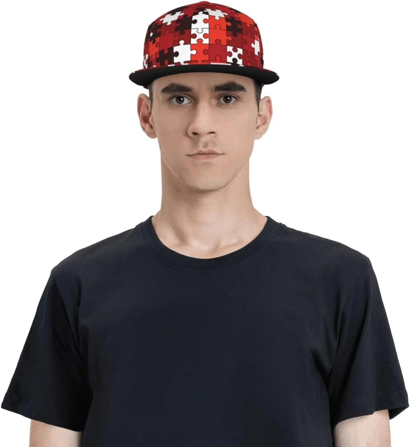 Unisex Red Checkered Squares Snapback Hats Adjustable Flat Brim Trucker Hat Baseball Cap