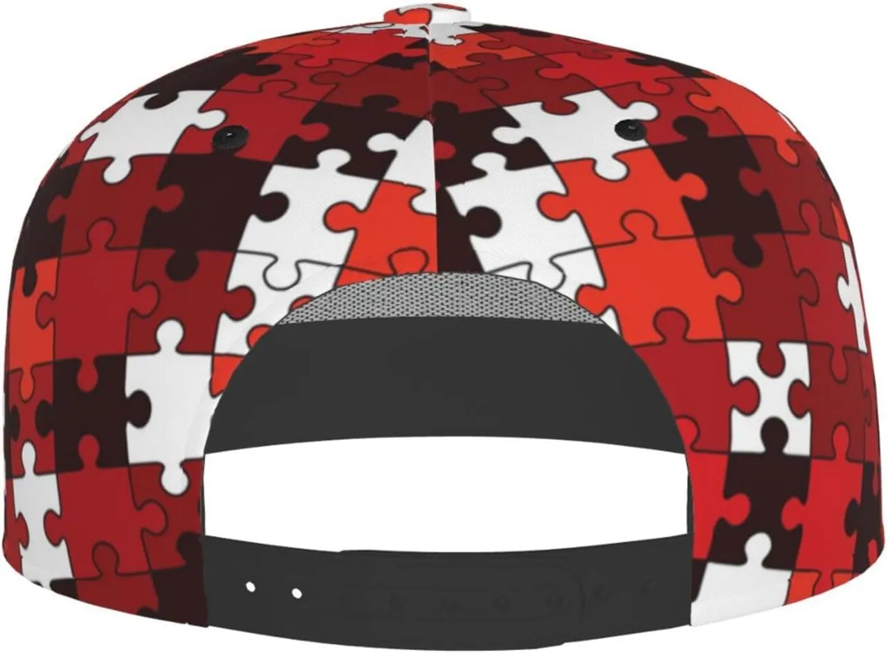 Unisex Red Checkered Squares Snapback Hats Adjustable Flat Brim Trucker Hat Baseball Cap